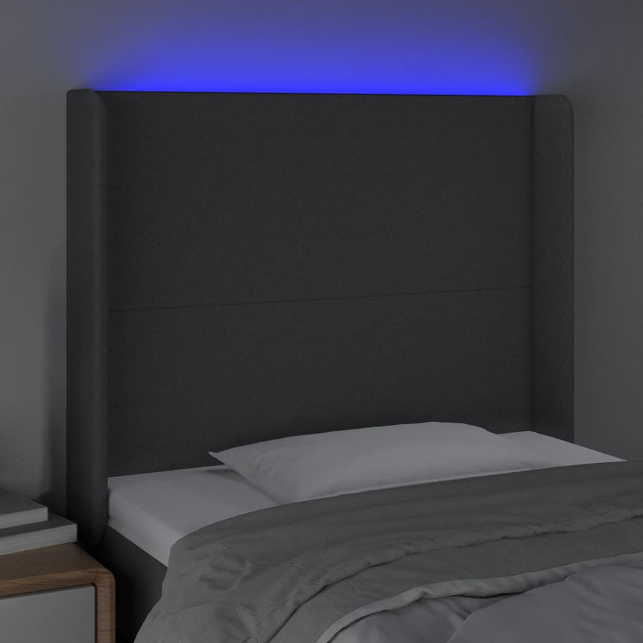 Hoofdbord Led Stof 103 x 16 x 118/128 cm Donkergrijs