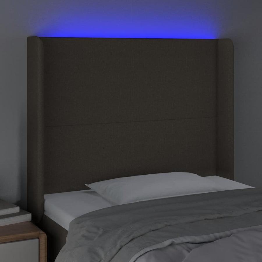 Hoofdbord LED 103x16x118/128 cm stof taupe 103 x 16 x 118/128 cm Taupe