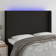 Hoofdbord 147x16x118/128 cm stof zwart met LED
