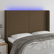 Hoofdbord 147x16x118/128 cm stof donkerbruin LED