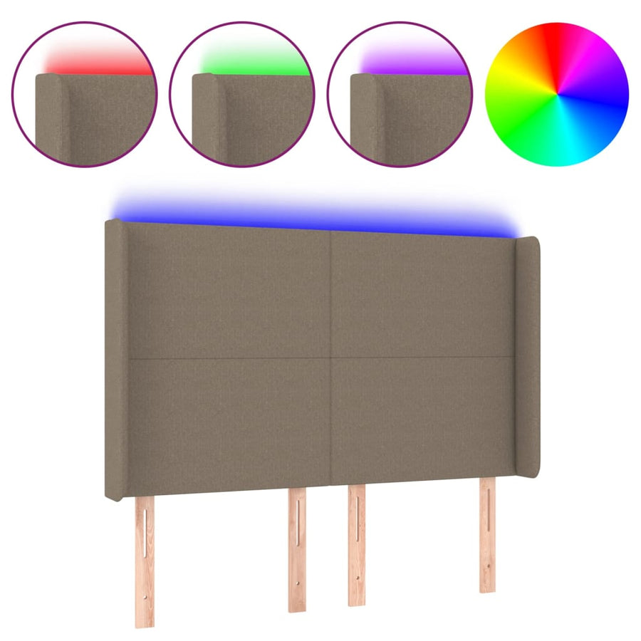 Hoofdbord LED 147x16x118/128 cm stof taupe 147 x 16 x 118/128 cm Taupe