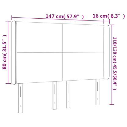 Hoofdbord LED 147x16x118/128 cm stof crèmekleurig 147 x 16 x 118/128 cm Crème