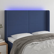 Hoofdbord 147x16x118/128 cm stof blauw LED