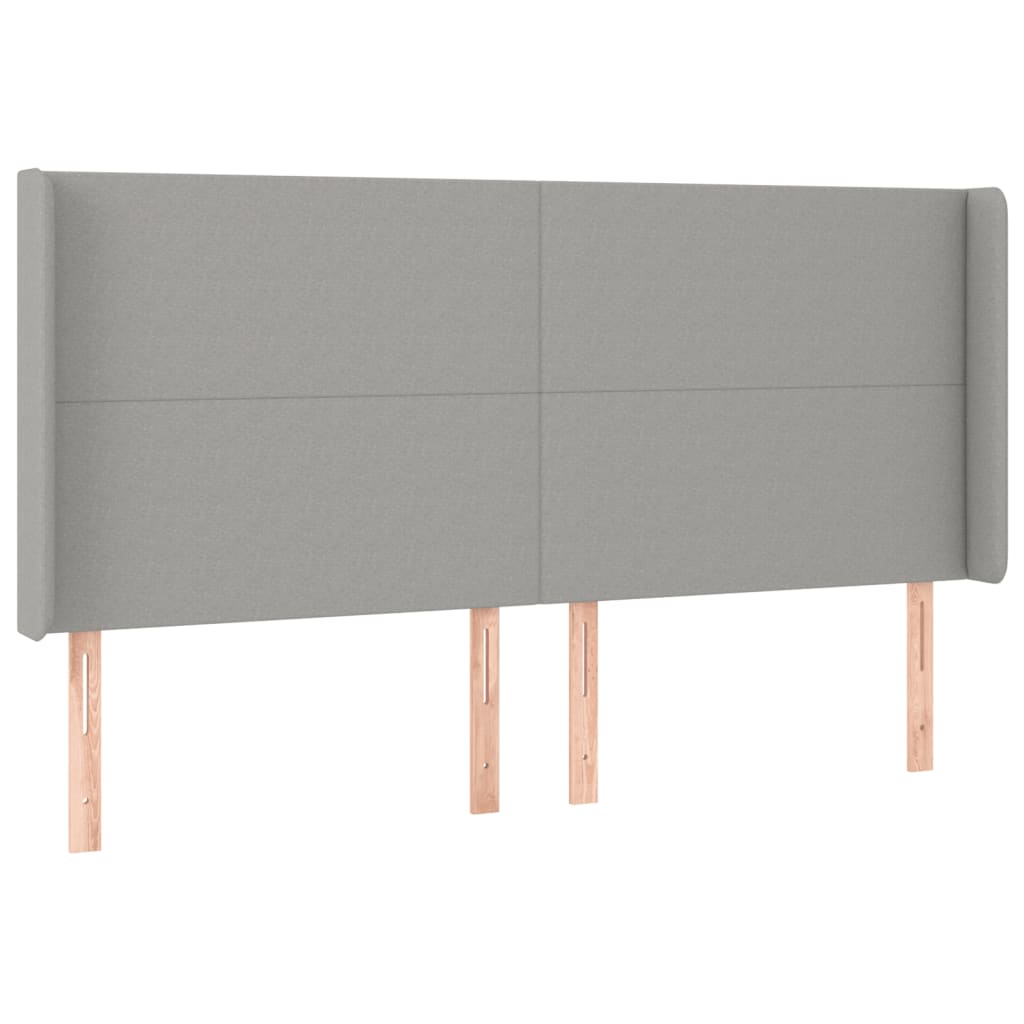 Hoofdbord LED 163x16x118/128 cm stof lichtgrijs 163 x 16 x 118/128 cm Lichtgrijs