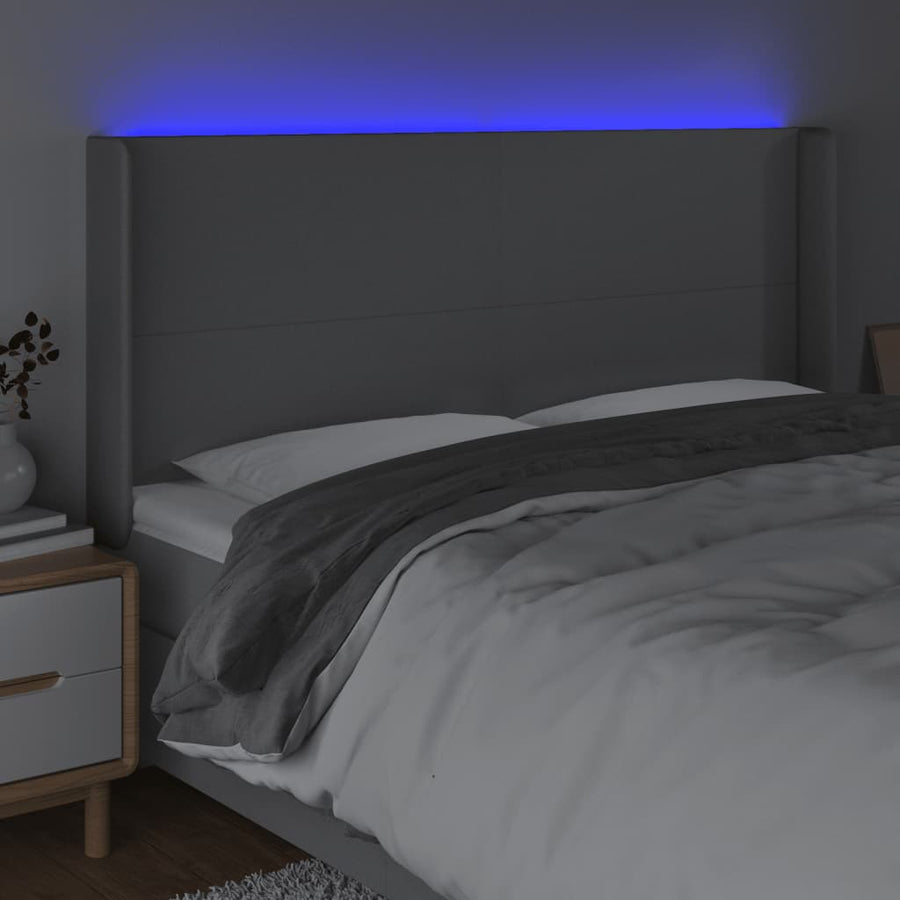 Hoofdbord LED 163x16x118/128 cm stof lichtgrijs 163 x 16 x 118/128 cm Lichtgrijs