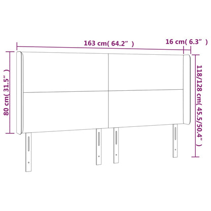Hoofdbord LED 163x16x118/128 cm stof donkergrijs 163 x 16 x 118/128 cm Donkergrijs