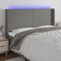 Hoofdbord LED 163x16x118/128 cm stof donkergrijs