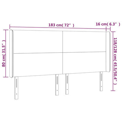 Hoofdbord LED 183x16x118/128 cm stof zwart 183 x 16 x 118/128 cm Zwart