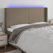 Hoofdbord 183x16x118/128 cm stof taupe LED