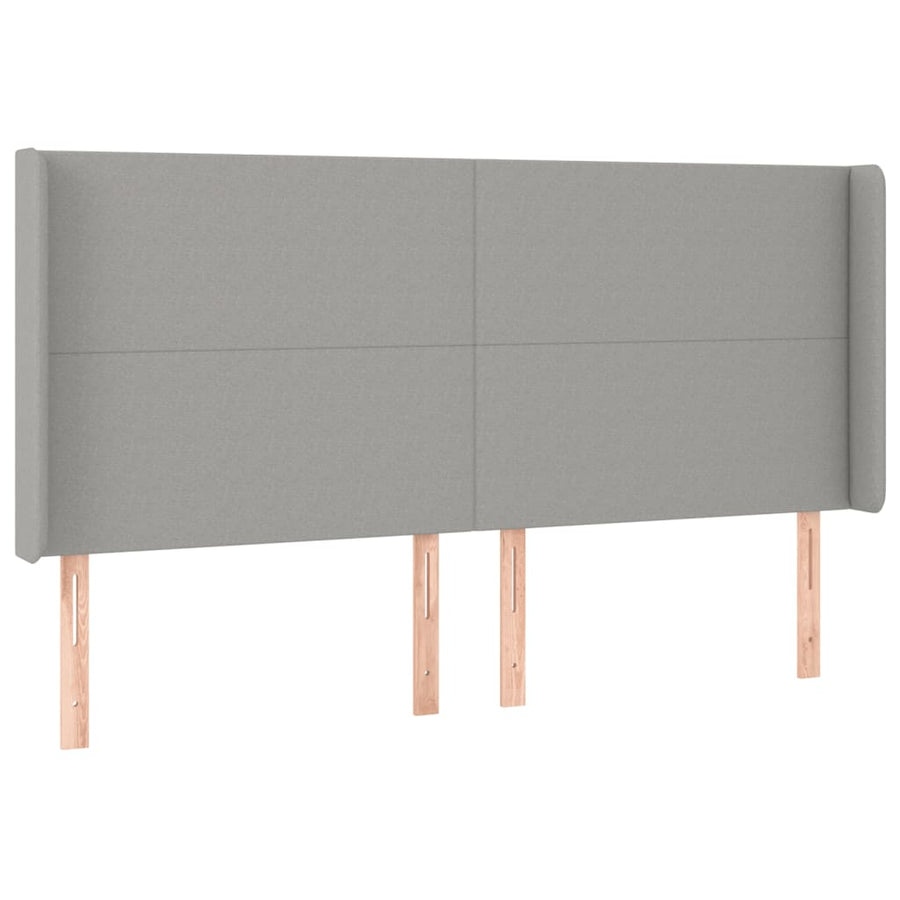 Hoofdbord LED 203x16x118/128 cm stof lichtgrijs 203 x 16 x 118/128 cm Lichtgrijs