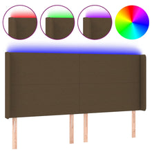 Hoofdbord Led Stof 203 x 16 x 118/128 cm Donkerbruin