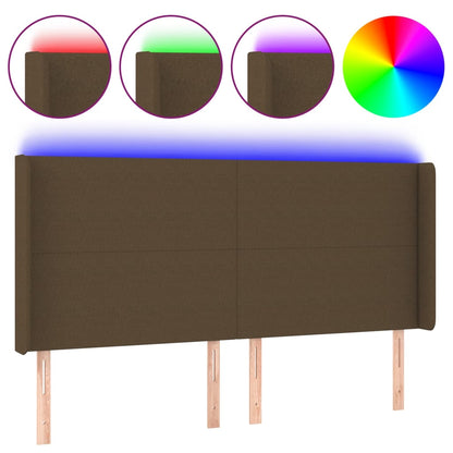 Hoofdbord Led Stof 203 x 16 x 118/128 cm Donkerbruin