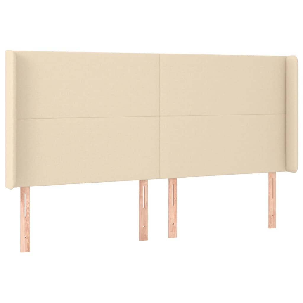 Hoofdbord Led Stof Kleurig 203 x 16 x 118/128 cm Crème
