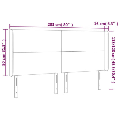 Hoofdbord Led Stof Kleurig 203 x 16 x 118/128 cm Crème