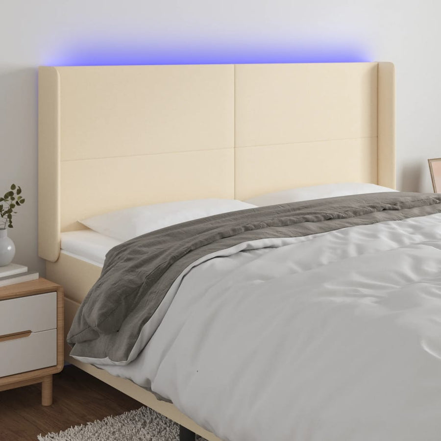 Hoofdbord Led 183X16X78/88 Cm Stof Taupe