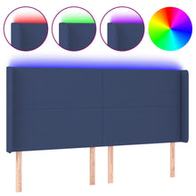 Hoofdbord LED 203x16x118/128 cm stof blauw 203 x 16 x 118/128 cm Blauw