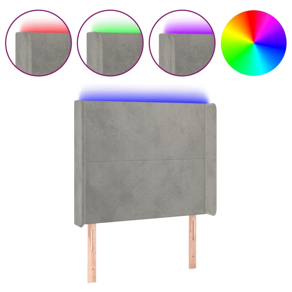 Hoofdbord Led 83X16X118/128 Cm Fluweel Lichtgrijs