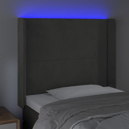 Hoofdbord Led 83X16X118/128 Cm Fluweel Donkergrijs