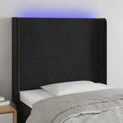 Hoofdbord 83x16x118/128 cm fluweel zwart LED
