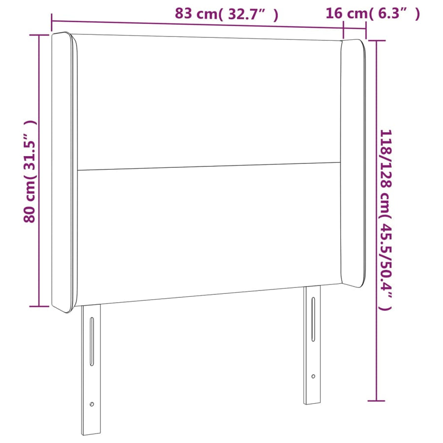 Hoofdbord Led Fluweel 83 x 16 x 118/128 cm