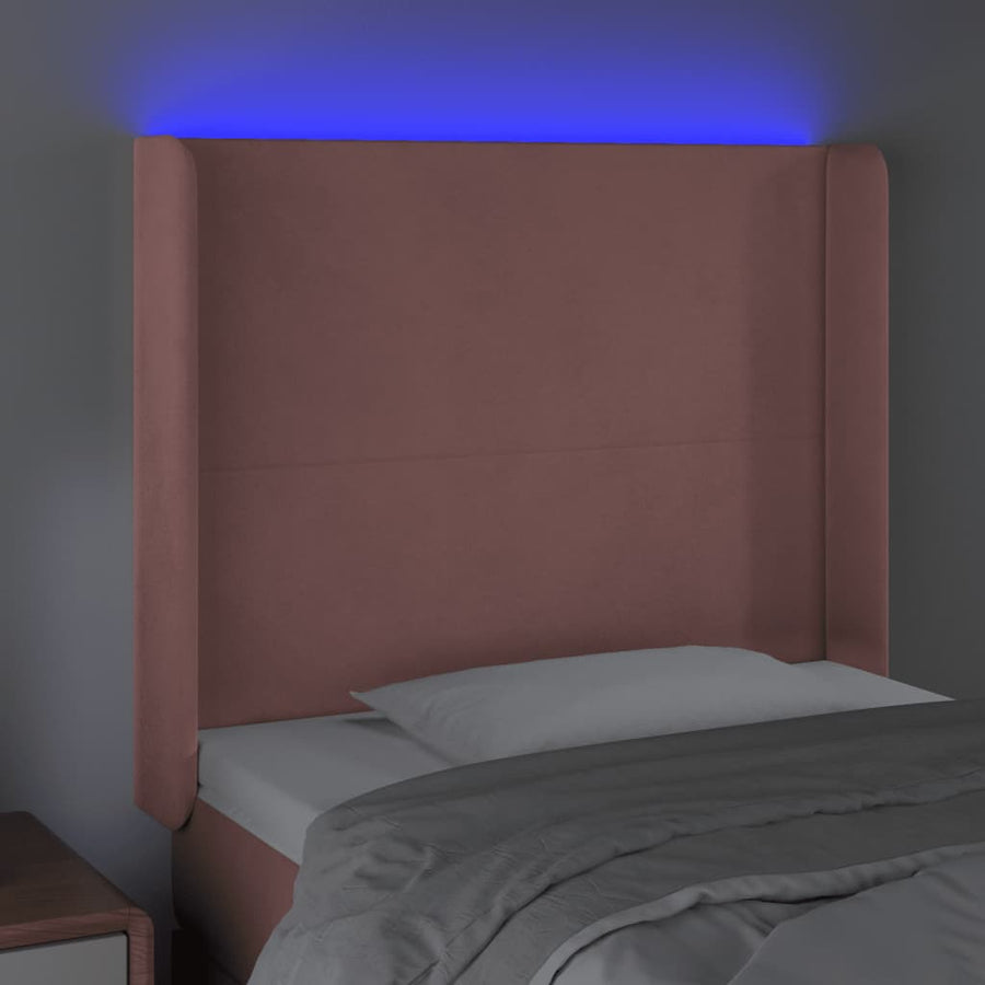 Hoofdbord Led 83X16X118/128 Cm Fluweel Roze