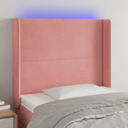 Hoofdbord 83x16x118/128 cm fluweel roze LED