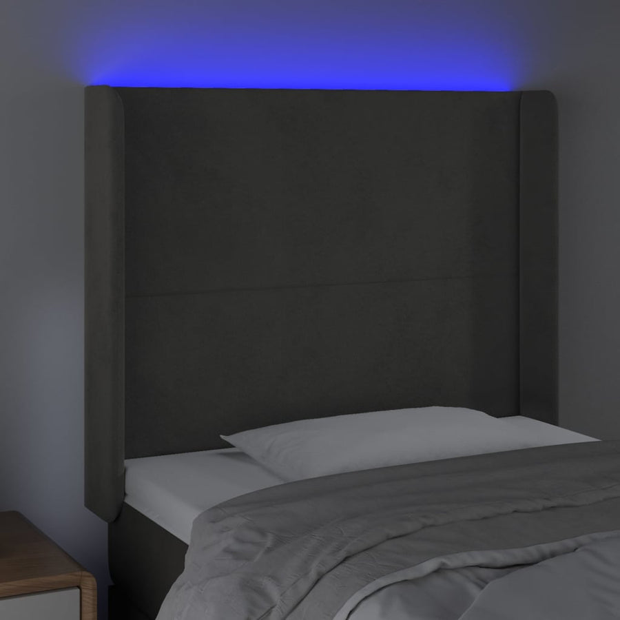 Hoofdbord Led 93X16X118/128 Cm Fluweel Donkergrijs