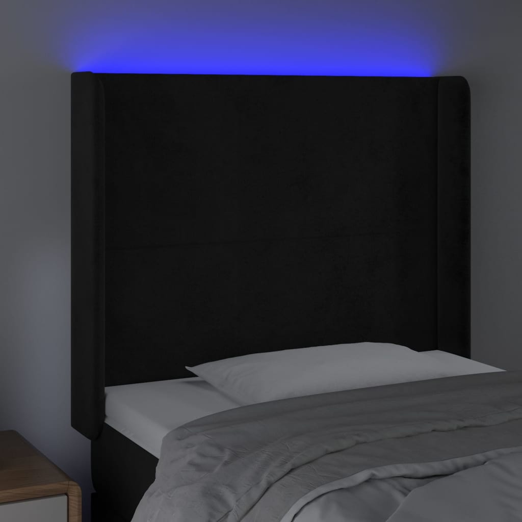 Hoofdbord Led 93X16X118/128 Cm Fluweel Zwart