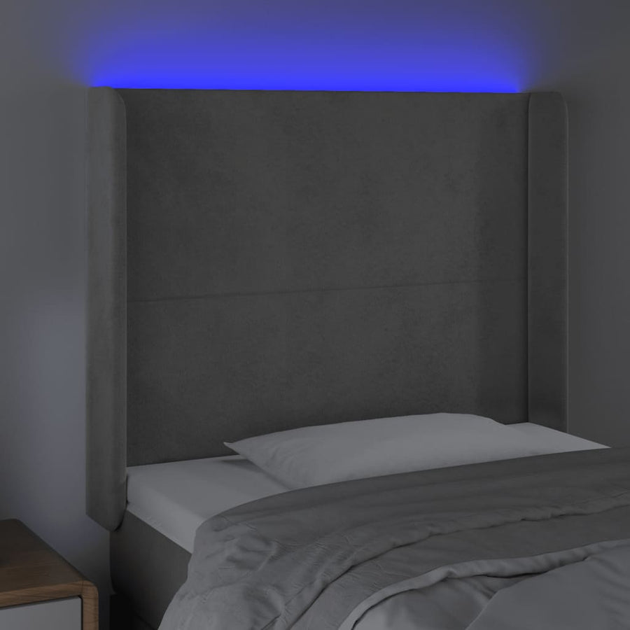 Hoofdbord Led 103X16X118/128 Cm Fluweel Lichtgrijs