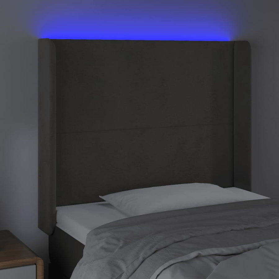 Hoofdbord Led 103X16X118/128 Cm Fluweel Donkergrijs