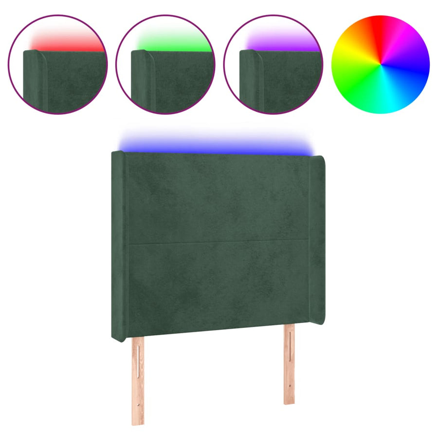 Hoofdbord Led Fluweel 103 x 16 x 118/128 cm