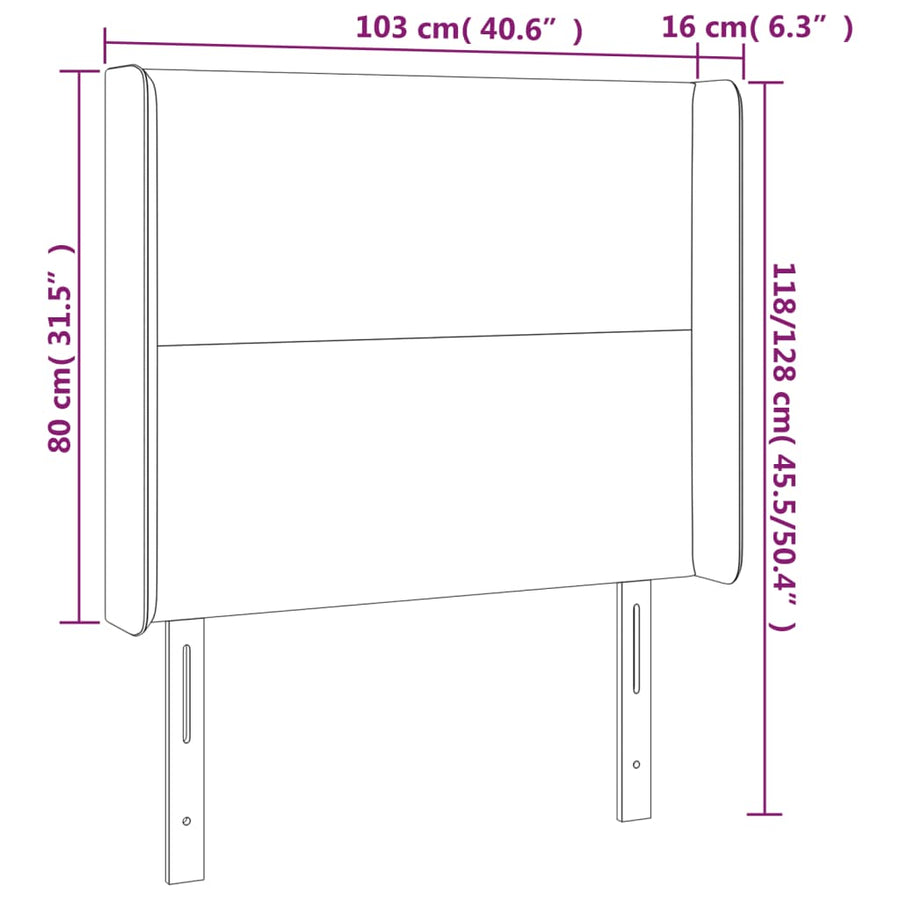 Hoofdbord Led Fluweel 103 x 16 x 118/128 cm