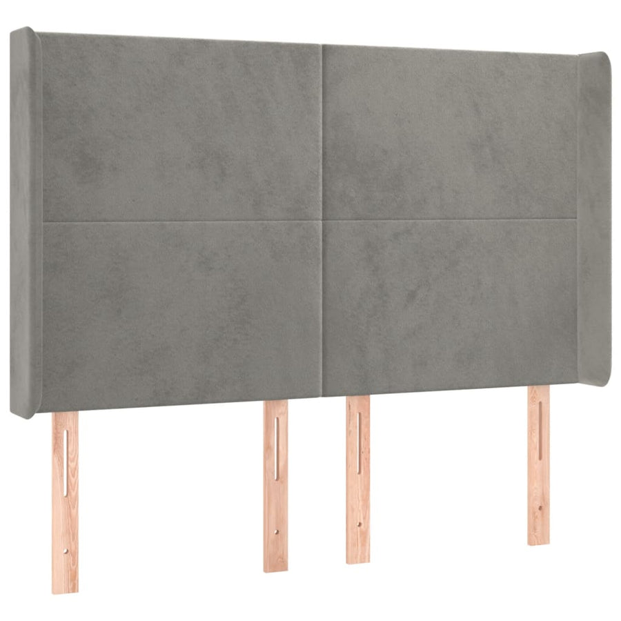 Hoofdbord Led 147X16X118/128 Cm Fluweel Lichtgrijs
