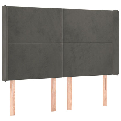 Hoofdbord Led 147X16X118/128 Cm Fluweel Donkergrijs