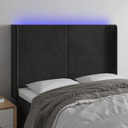Hoofdbord 147x16x118/128 cm fluweel zwart LED