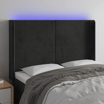 Hoofdbord Led 147X16X118/128 Cm Fluweel Zwart