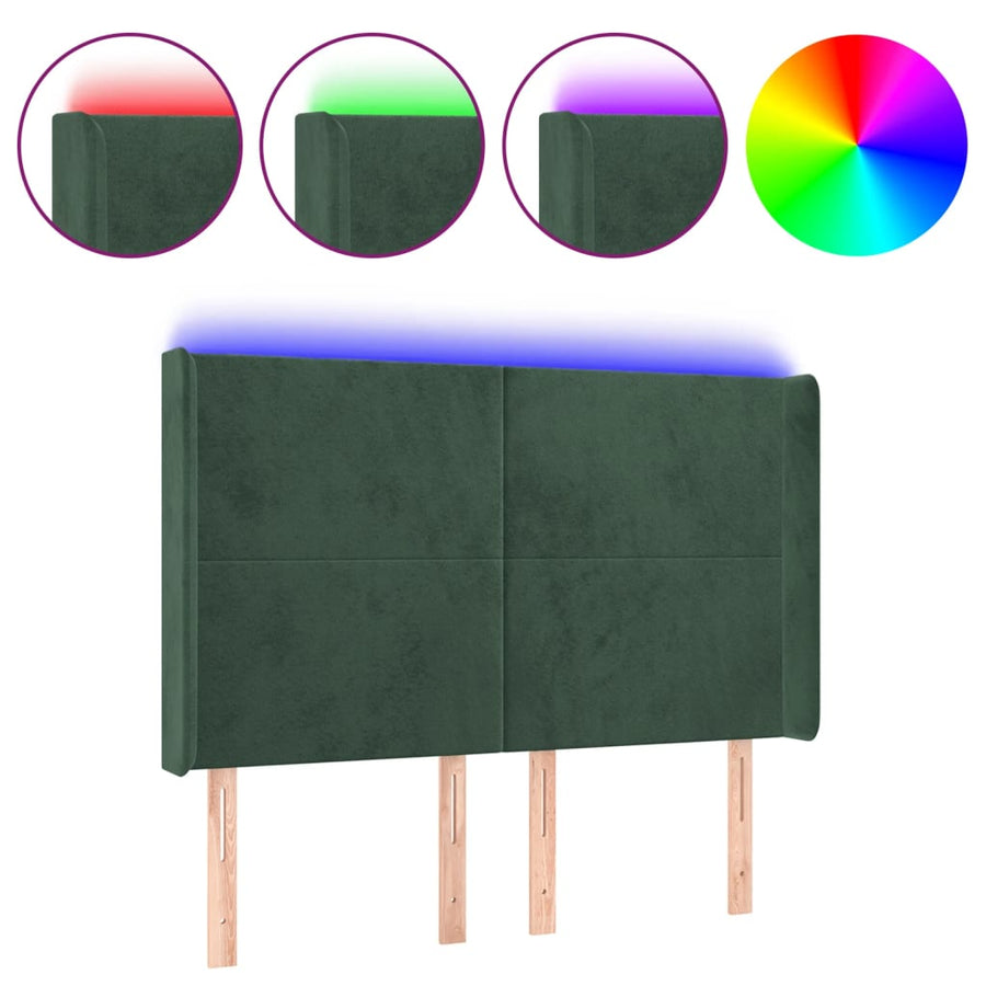 Hoofdbord Led Fluweel 147 x 16 x 118/128 cm