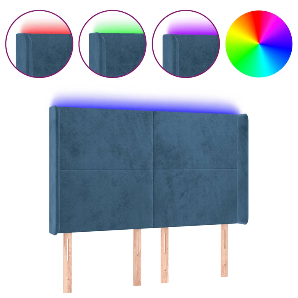 Hoofdbord Led Fluweel 147 x 16 x 118/128 cm