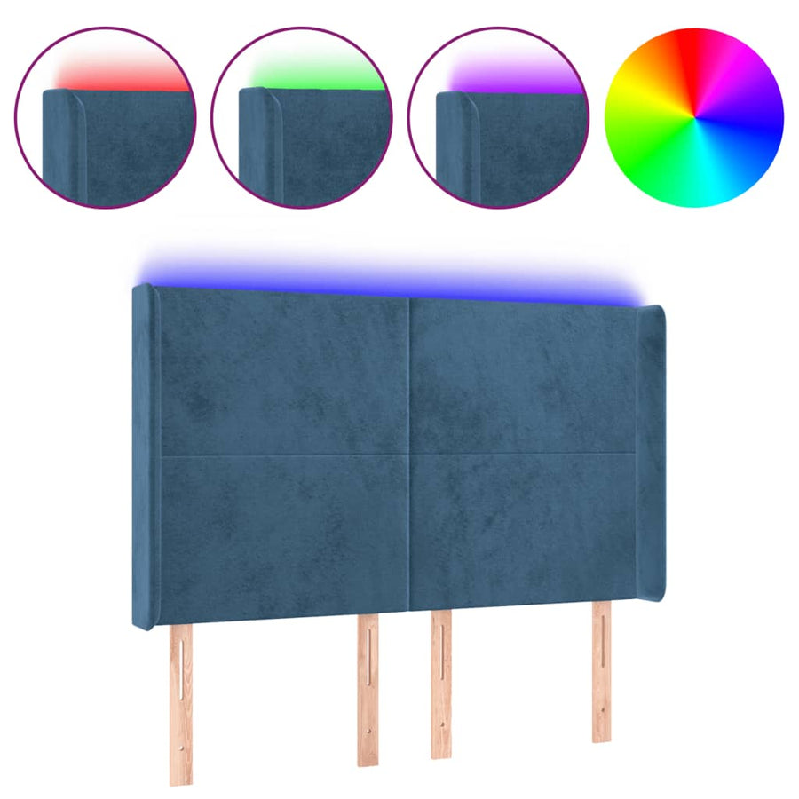 Hoofdbord Led Fluweel 147 x 16 x 118/128 cm