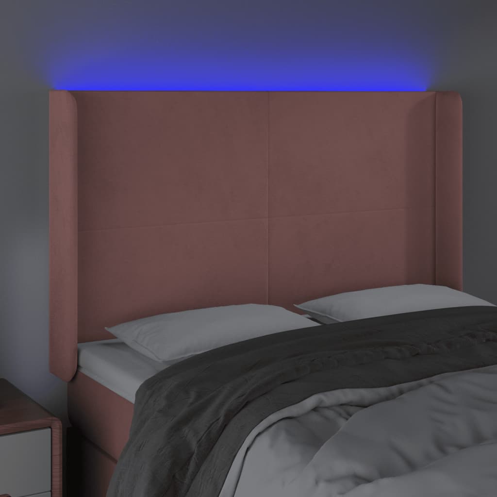 Hoofdbord Led 147X16X118/128 Cm Fluweel Roze
