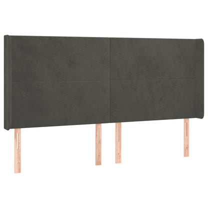 Hoofdbord Led 163X16X118/128 Cm Fluweel Donkergrijs