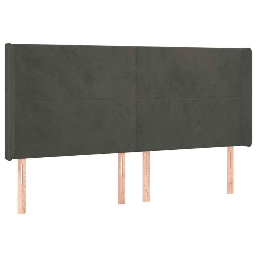 Hoofdbord Led 163X16X118/128 Cm Fluweel Donkergrijs