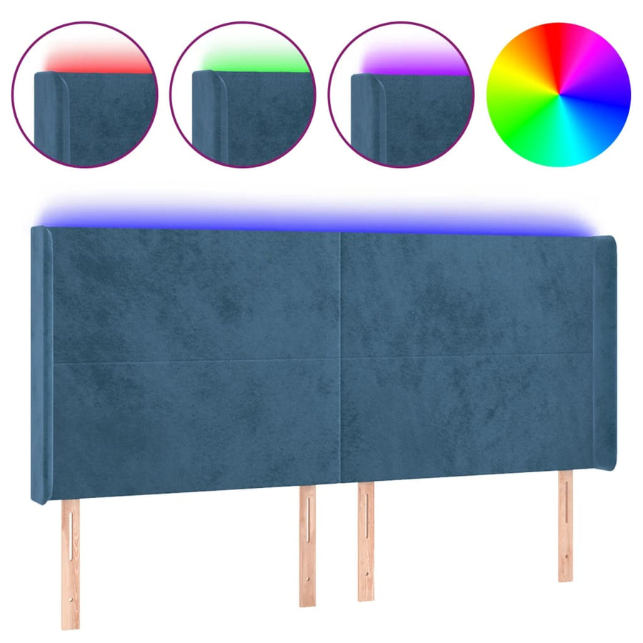 Hoofdbord Led Fluweel 163 x 16 x 118/128 cm