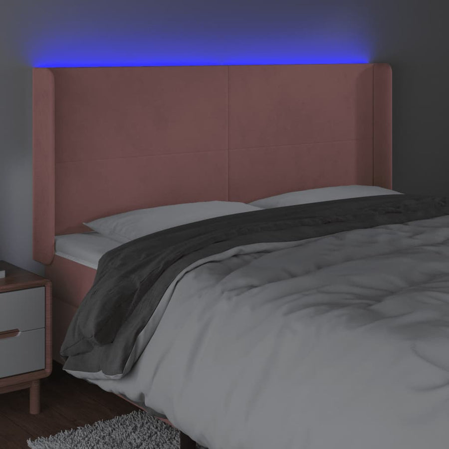Hoofdbord Led 163X16X118/128 Cm Fluweel Roze