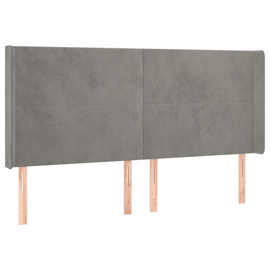 Hoofdbord Led 183X16X118/128 Cm Fluweel Lichtgrijs