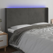Hoofdbord 183x16x118/128 cm fluweel donkergrijs LED