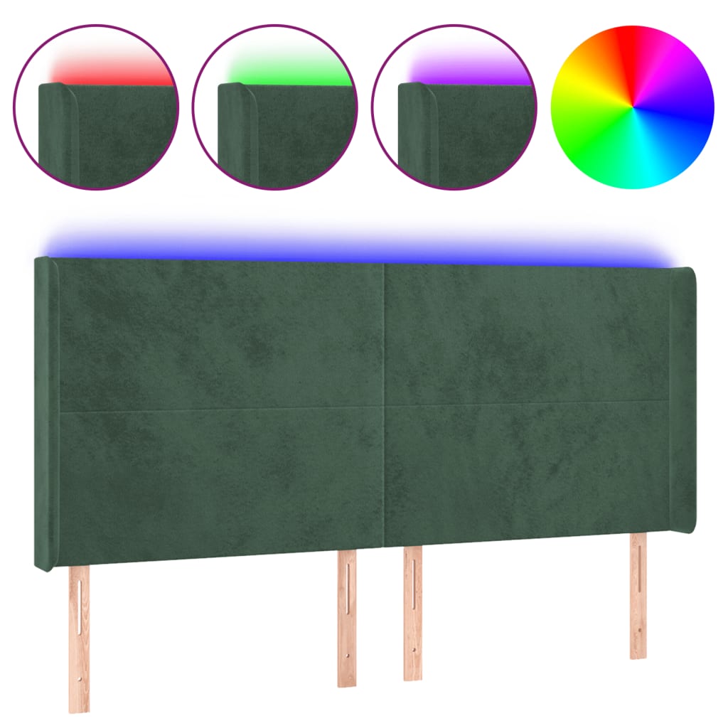 Hoofdbord Led Fluweel 183 x 16 x 118/128 cm