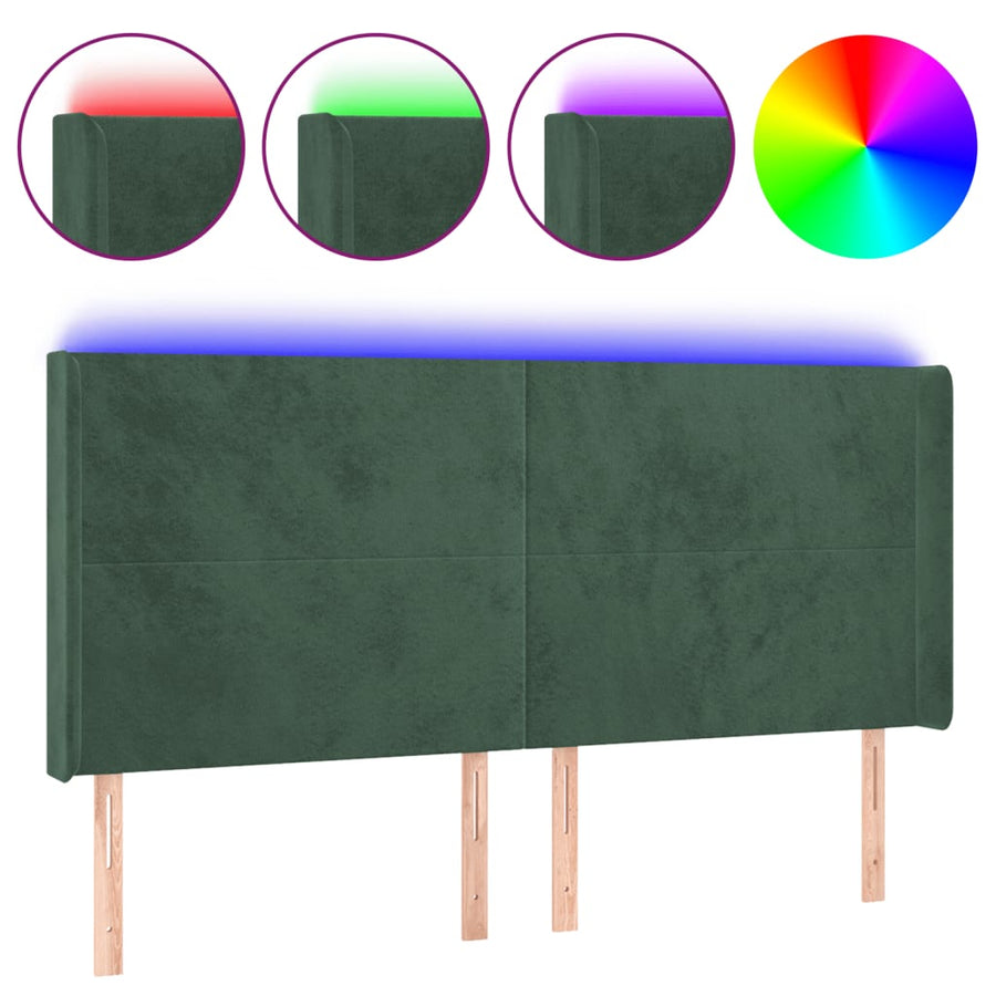 Hoofdbord Led Fluweel 183 x 16 x 118/128 cm