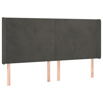 Hoofdbord Led 203X16X118/128 Cm Fluweel Donkergrijs