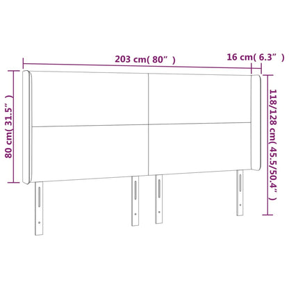 Hoofdbord Led Fluweel 203 x 16 x 118/128 cm